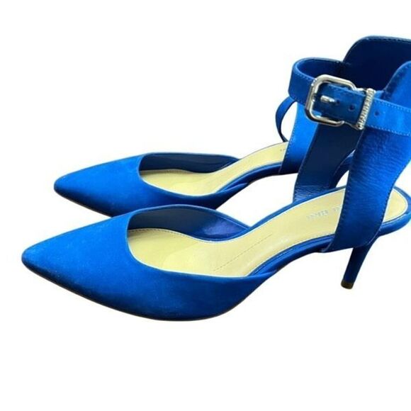 Gianni Bini NWOT Blue Suede Heels with Ankle Strap and Closed Toe Size 9 - Picture 6 of 6